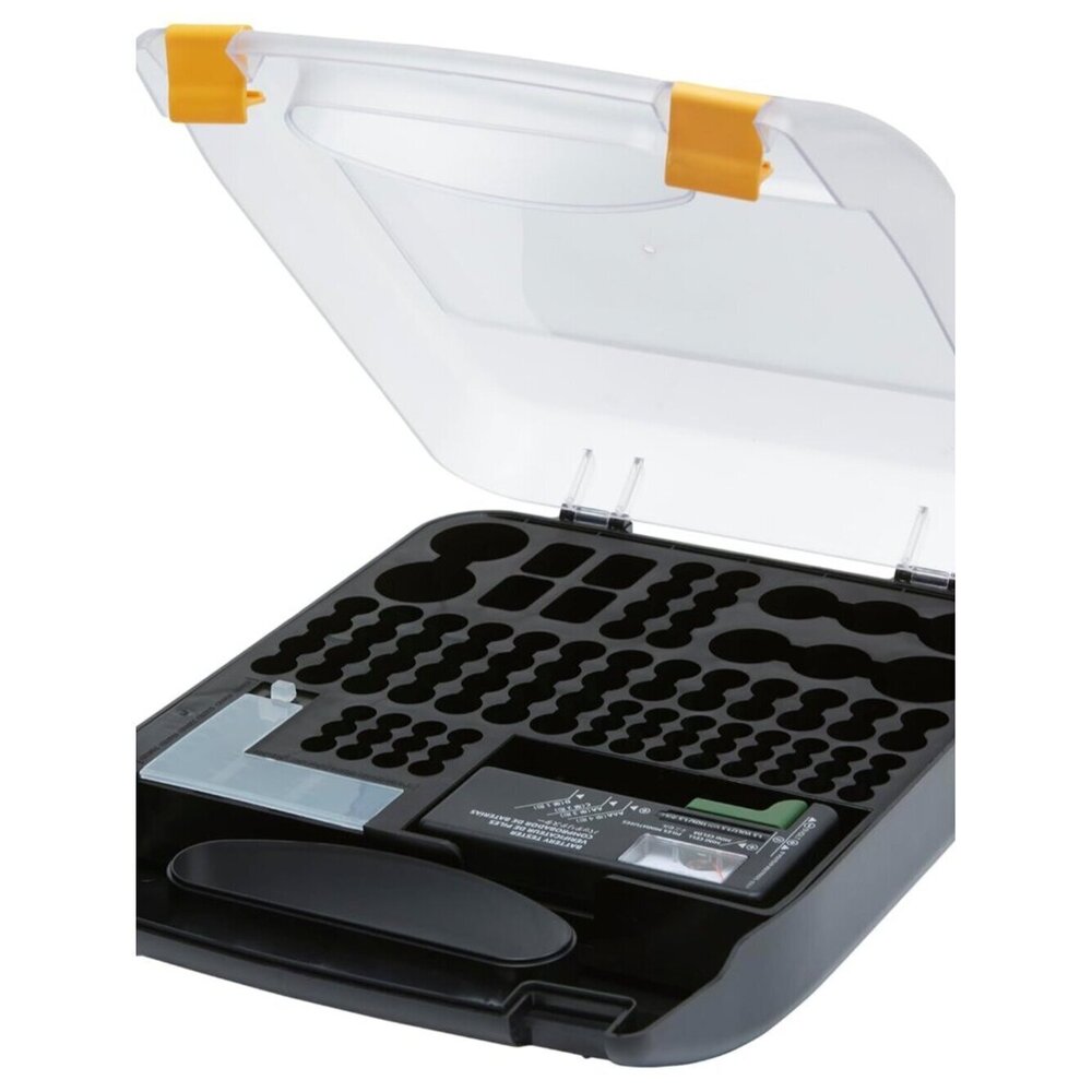 Battery Storage Box with Tester, Holds 110 Batteries, Wall Mount